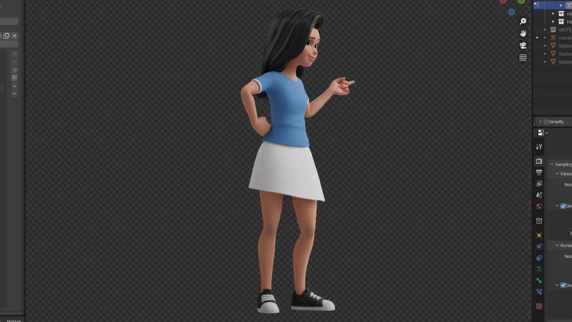 Cartoon White Woman Teen 3D model in Blender workspace